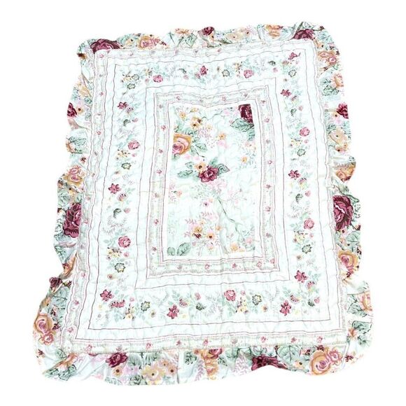 Victorian Floral Quilted Padded Greenland Home Floral pillowcase Pillow Sham - Picture 2 of 7